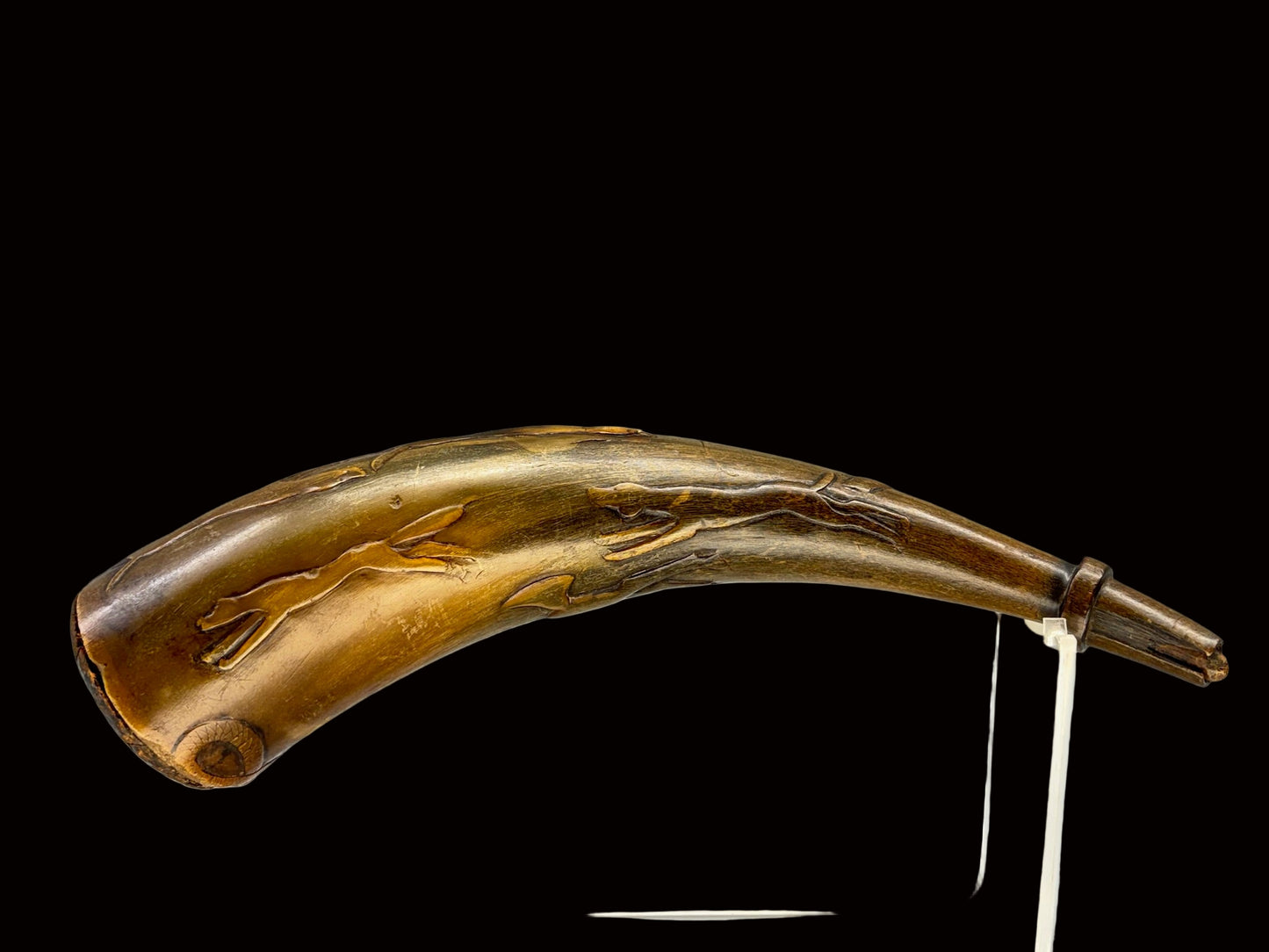 Folk Art Horn with Hunting Scene