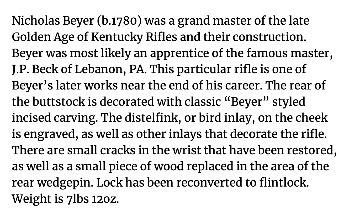 Virtual Show Attributed Nicholas Beyer Rifle