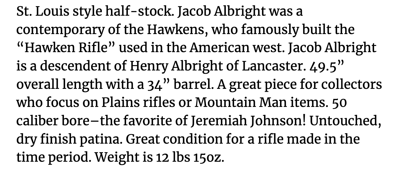 Virtual Show Signed Jacob Albright Plains Rifle