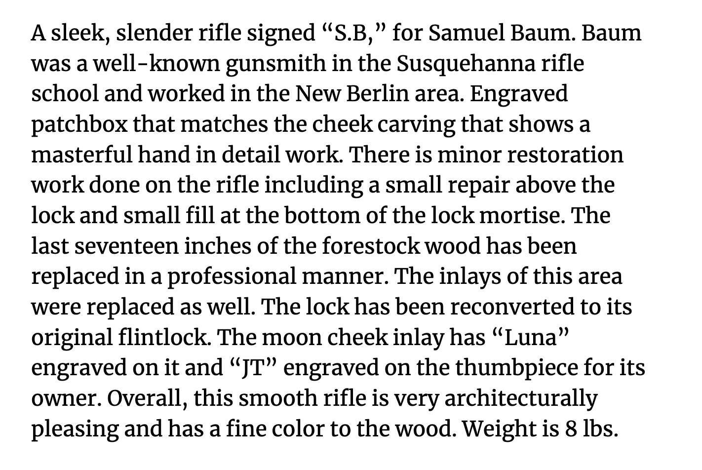 Virtual Show Signed Samuel Baum Rifle