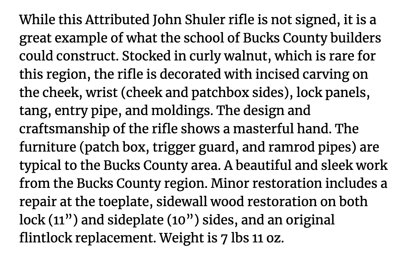 Virtual Show Attributed John Shuler Rifle