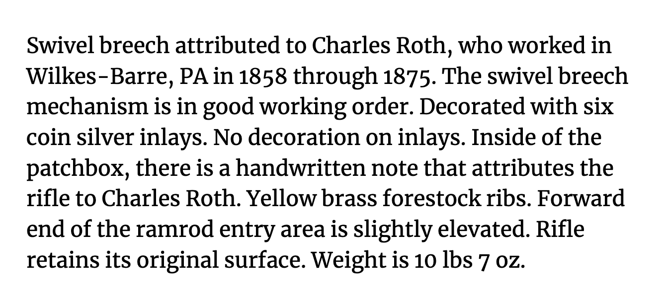 Virtual Show Attributed Charles Roth Swivel Breech Rifle – LaMasterArms
