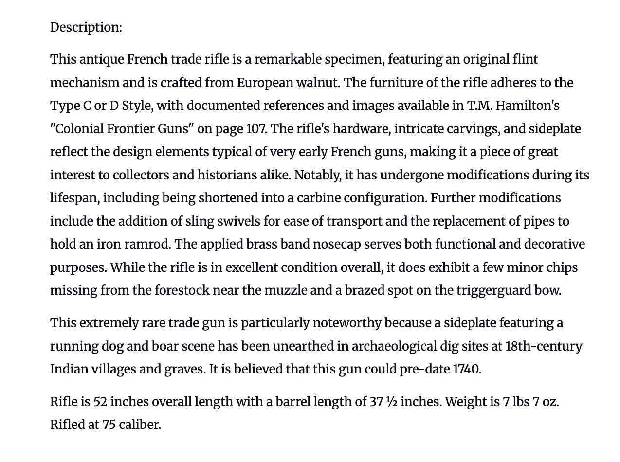 Virtual Show French Trade Gun