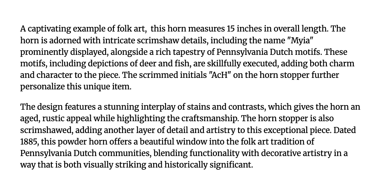 Virtual Show 1885 Folk Art Horn