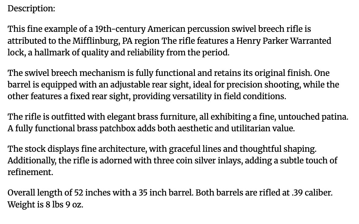 Mifflinburg, PA Swivel Breech