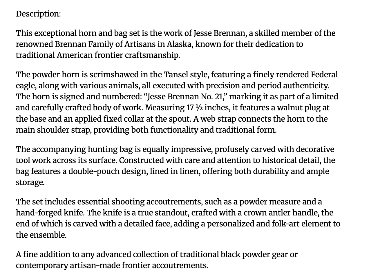 Jesse Brennan Horn and Bag Set