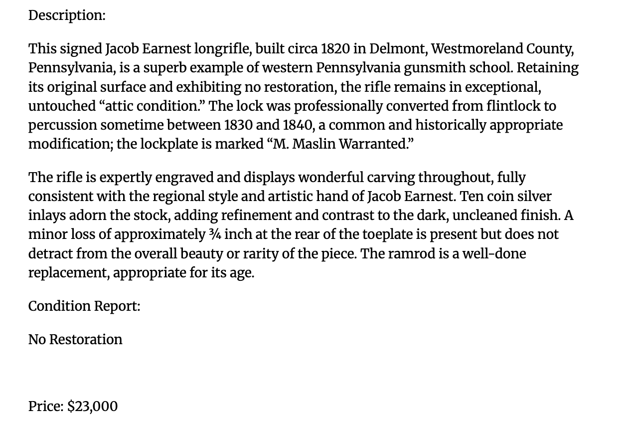 Signed Jacob Earnest Rifle