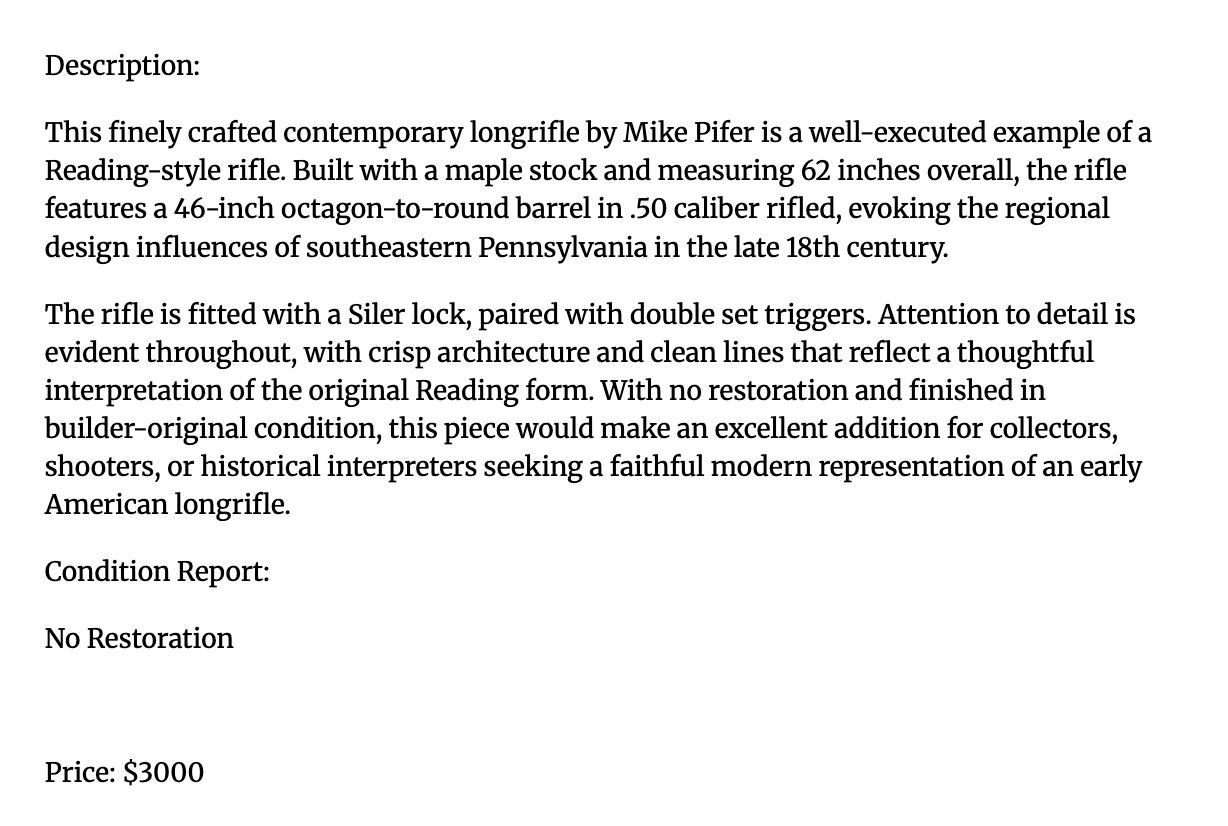 Signed Contemporary Mike Pifer Rifle