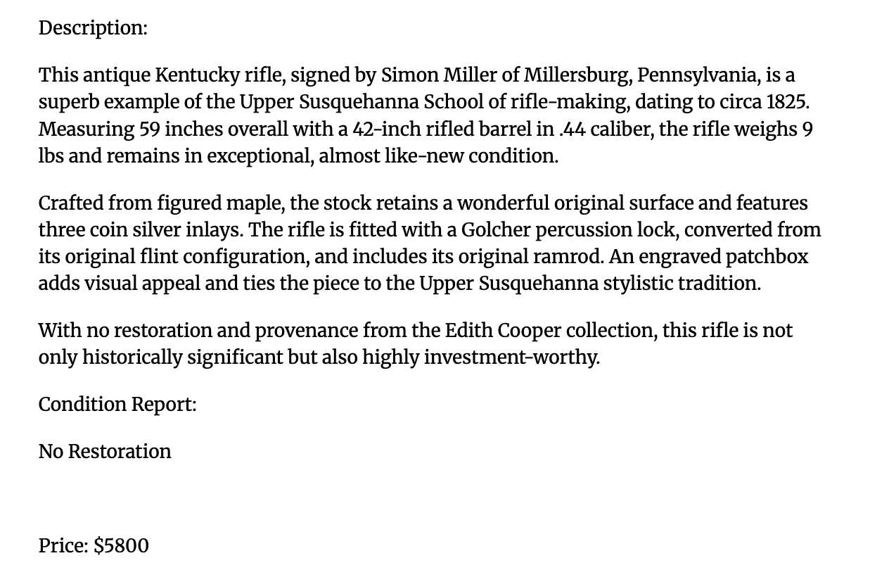 Signed Simon Miller Rifle