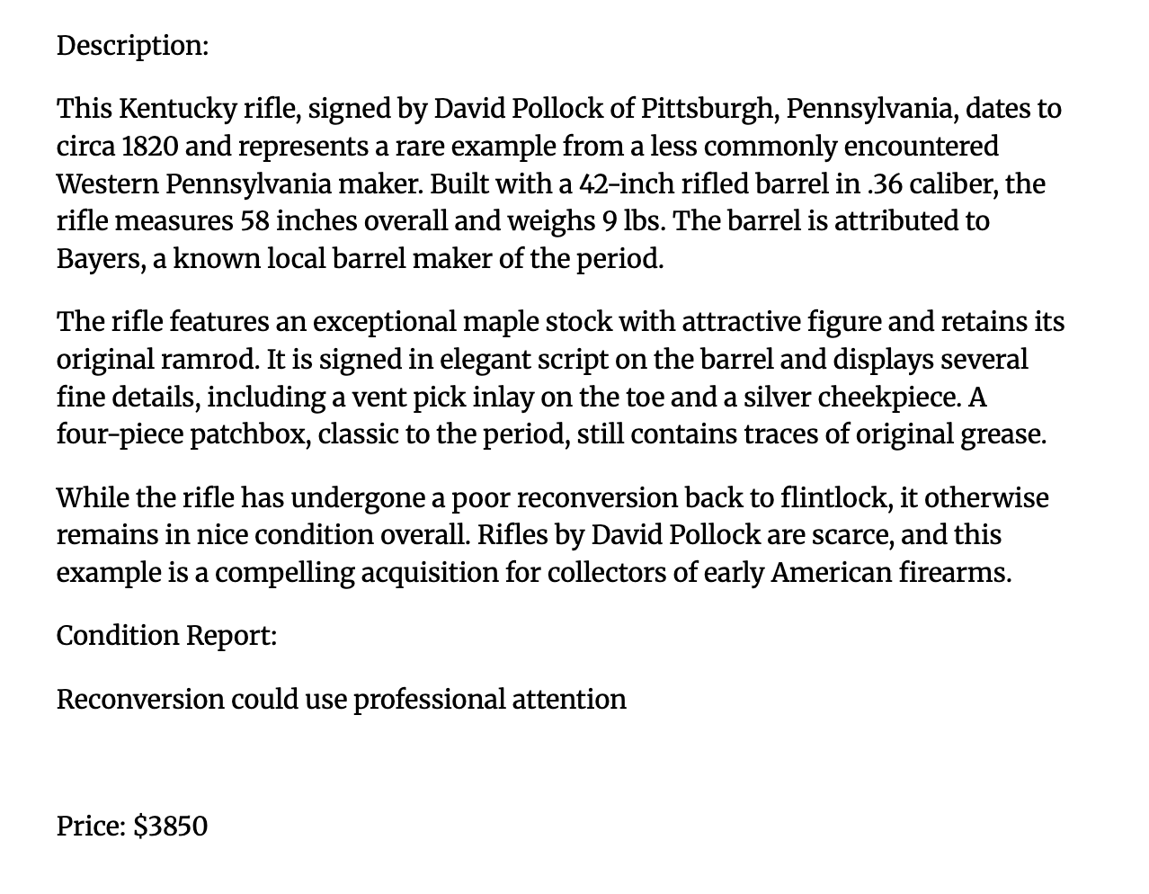 Signed David Pollock Rifle