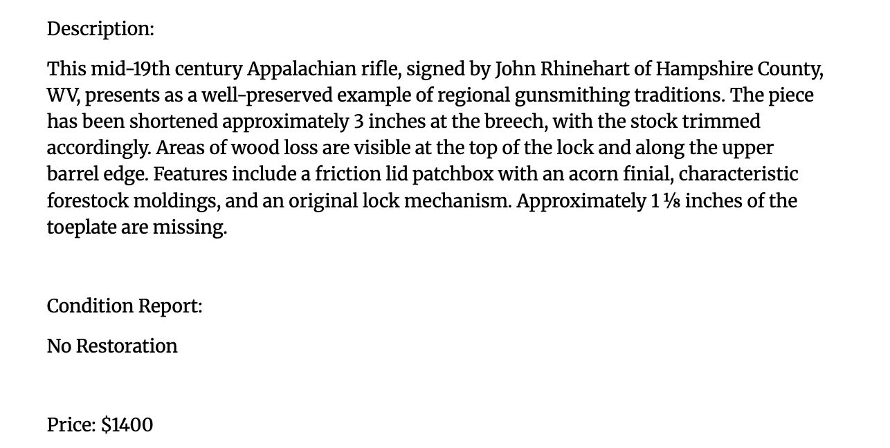 Signed Jacob Rhinehart Rifle