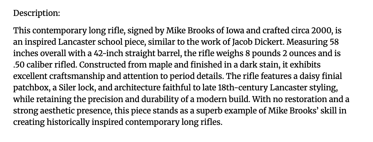 Signed Mike Brooks Contemporary Rifle