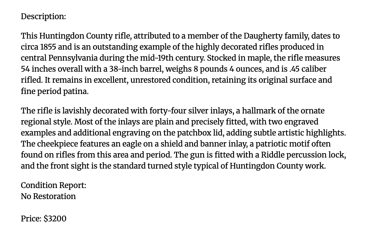 Unsigned Huntingdon Rifle