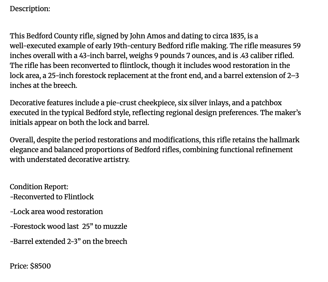 Signed John Amos Rifle