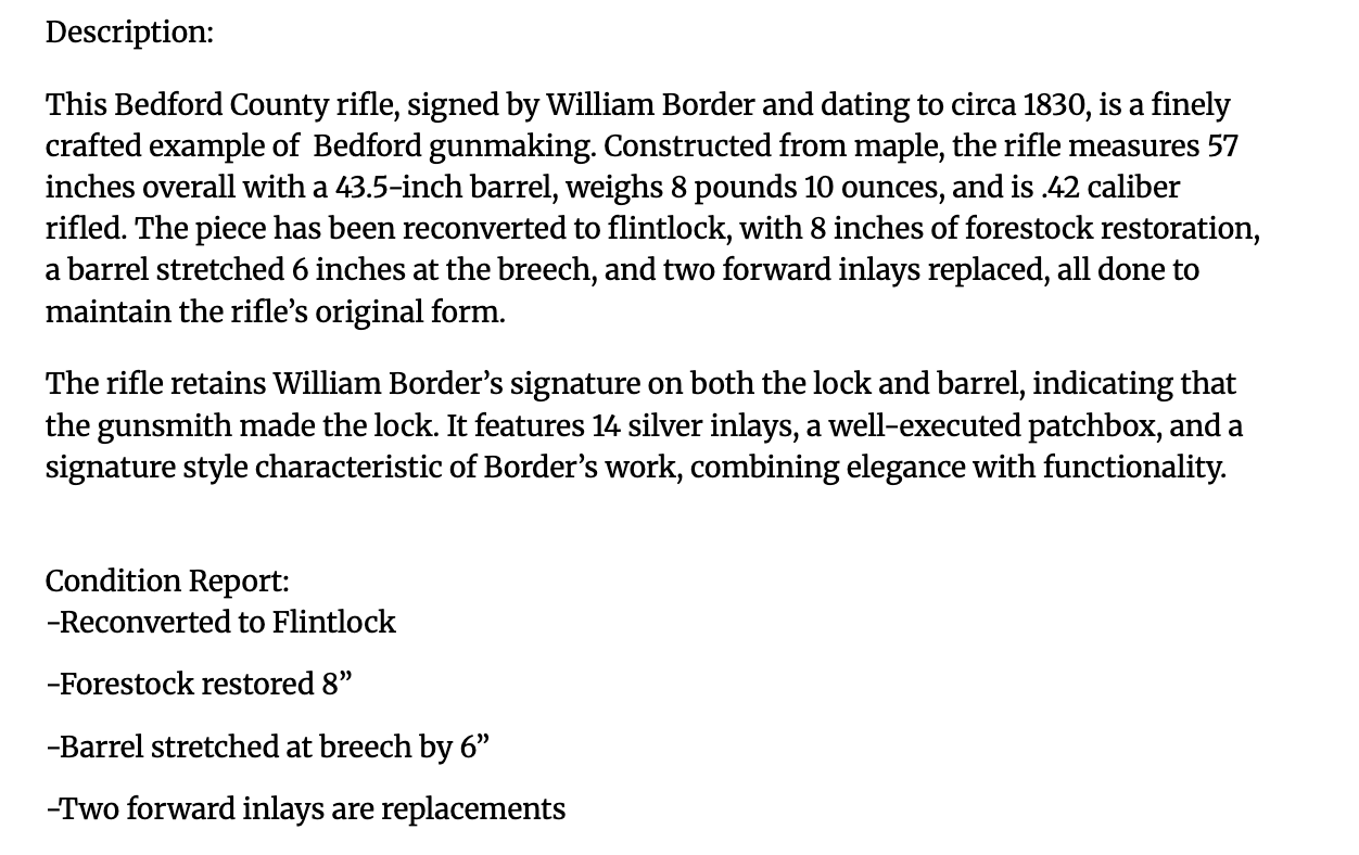 Signed William Border Rifle