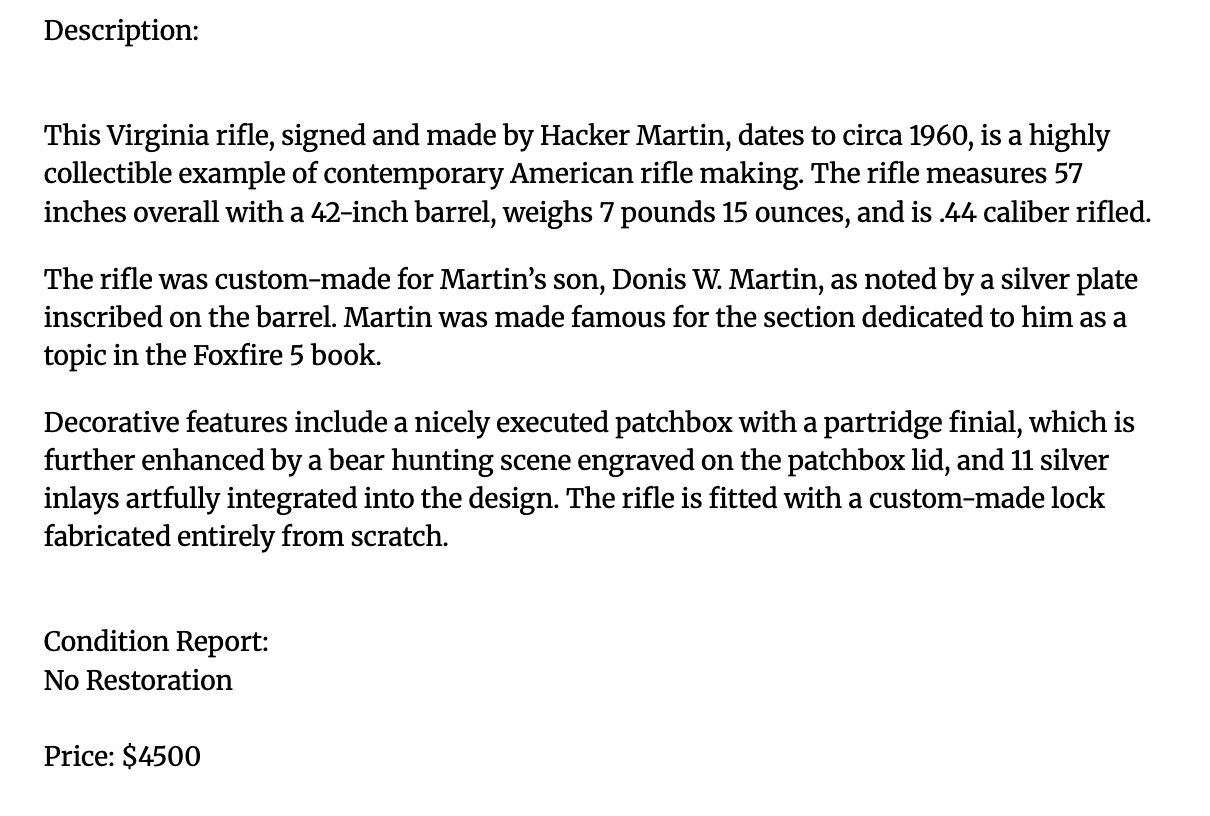Hacker Martin Contemporary Rifle