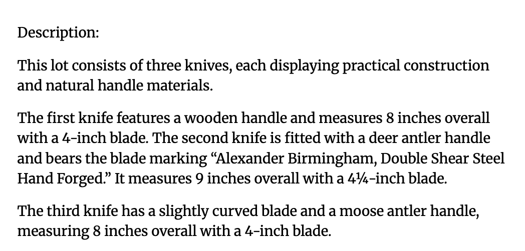 Three Knife Lot KMarch26