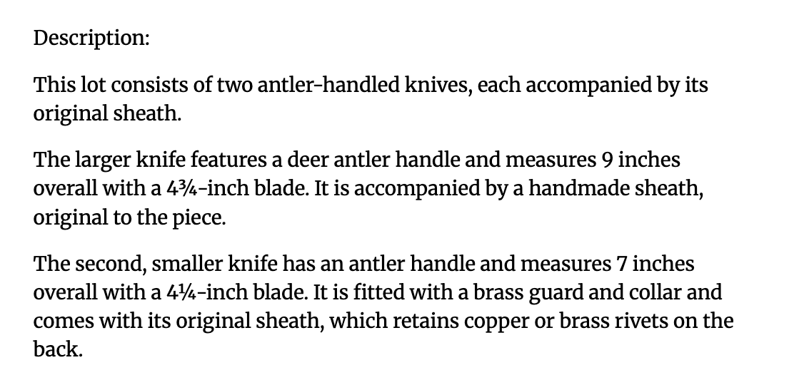 Two Antler Knives Lot KMarch26