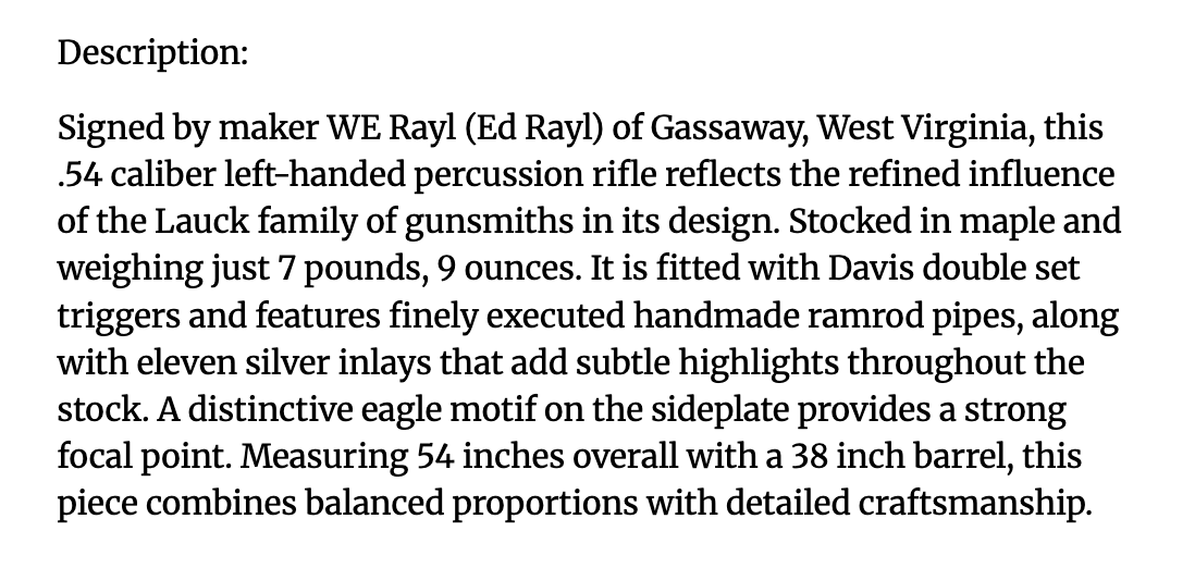 W. E. Rayl Contemporary Rifle