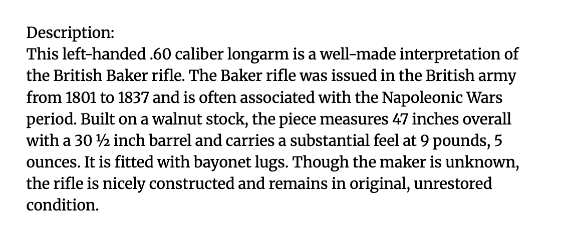 Baker Rifle May 2026