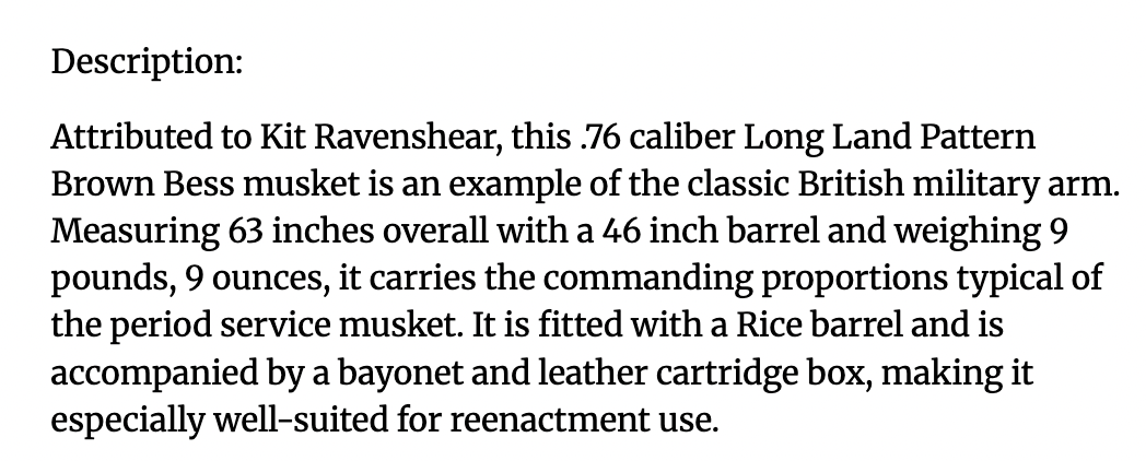 Brown Bess Contemporary Musket