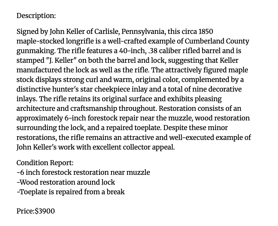 Signed J.Keller Rifle