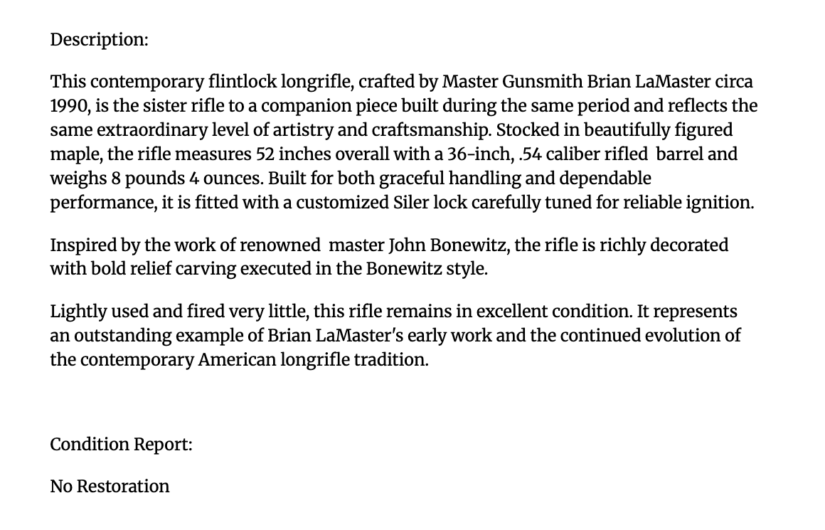 Brian LaMaster July 2026 Sale Rifle