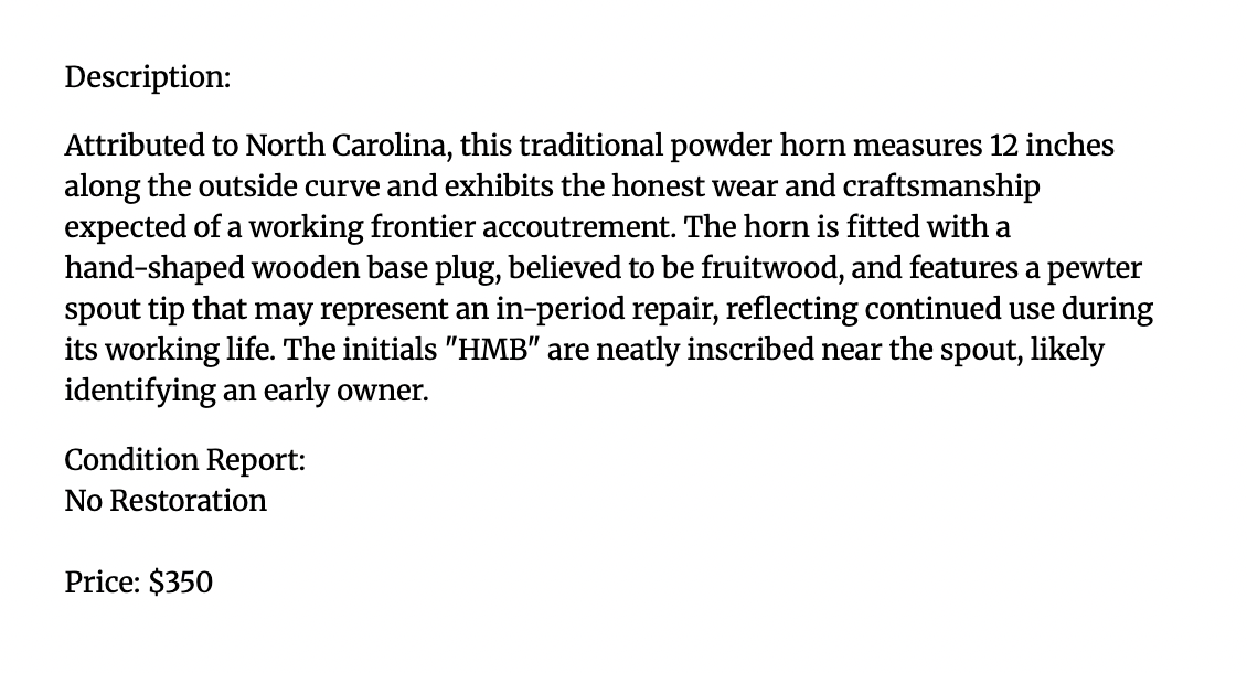 Attributed North Carolina Horn