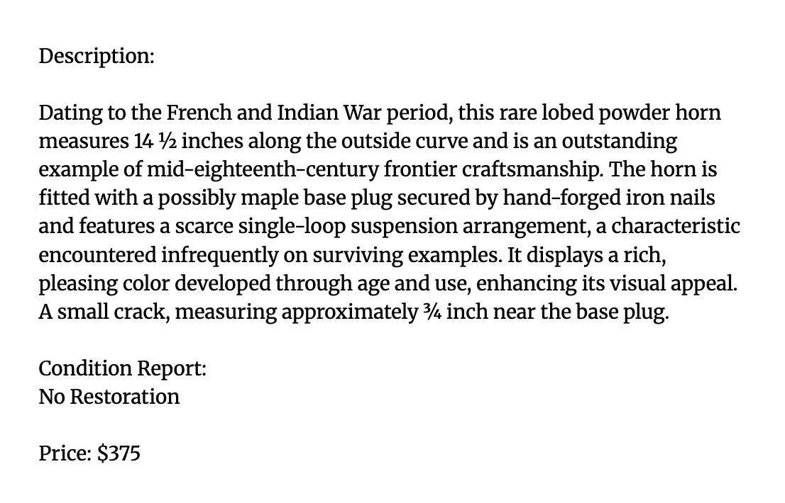 French and Indian War Lobed Horn