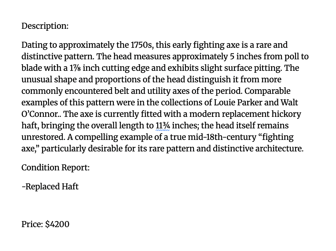 Early Hammer pole trade axe SEPT26