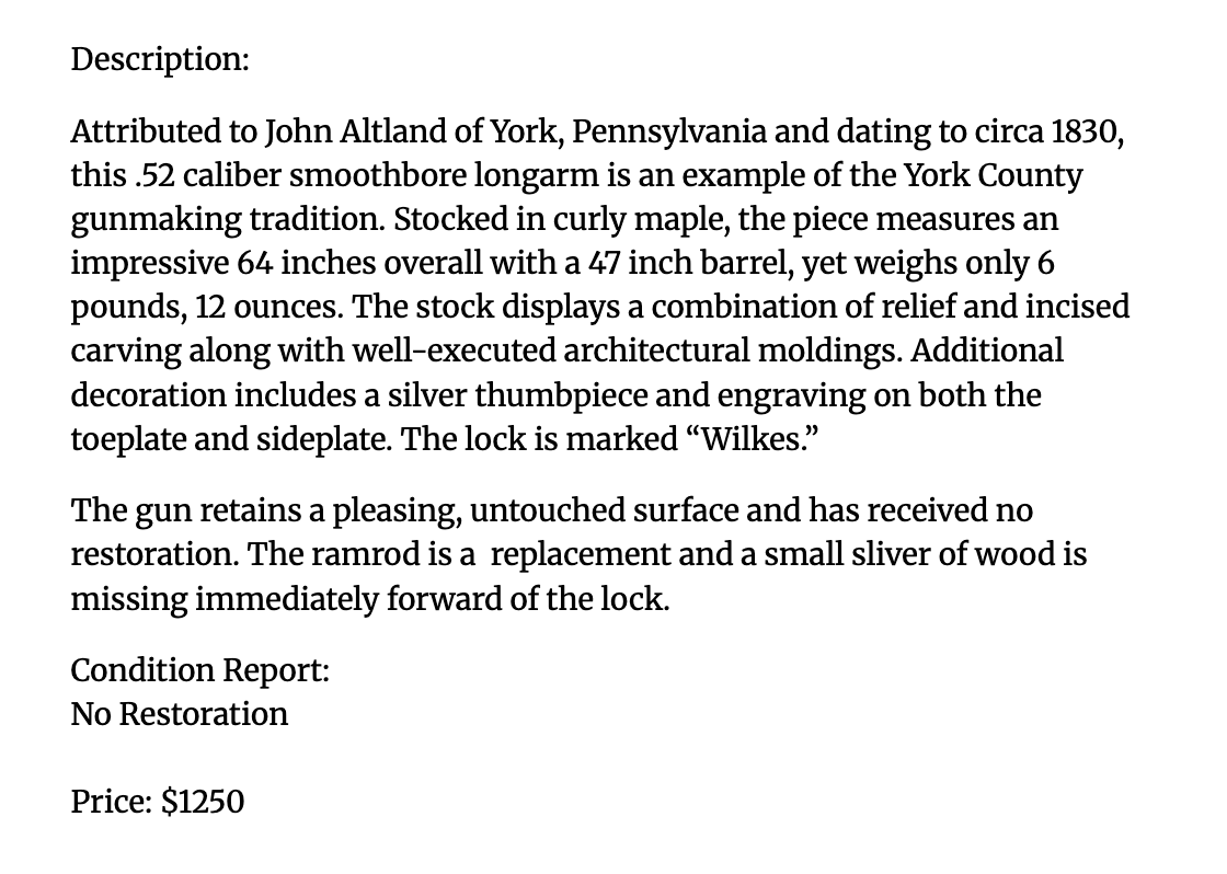 Attributed York County Smooth Rifle SEPT26