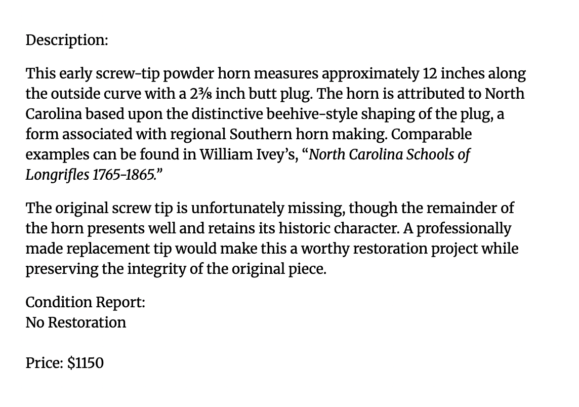 North Carolina Beehive plug screw tip horn.