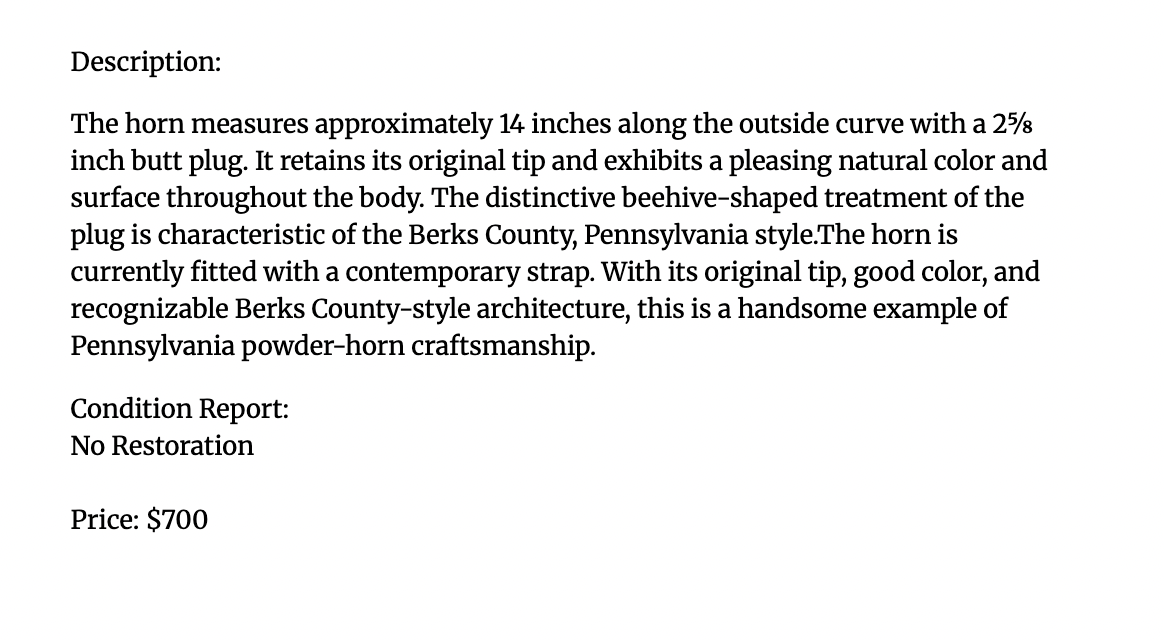 Berks County Beehive PowderHorn SEPT26