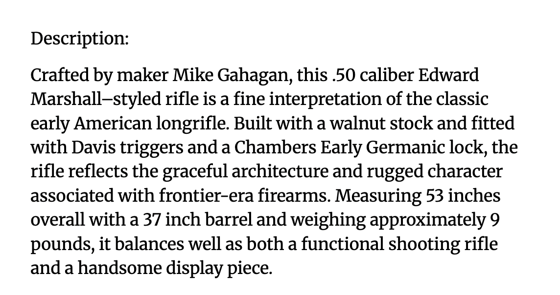 Mike Gahagan Contemporary Rifle